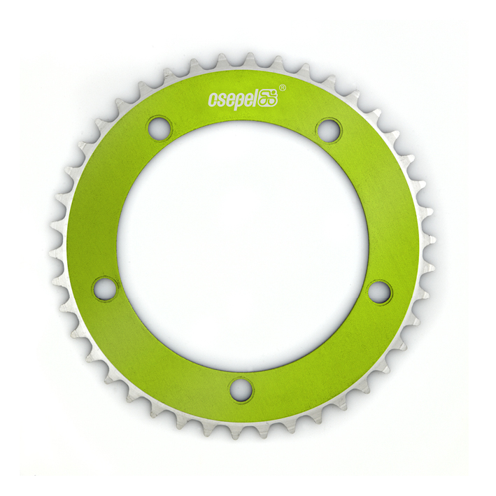 Csepel alumínium lánctányér 48T 1/8" 130 mm festett fűzöld