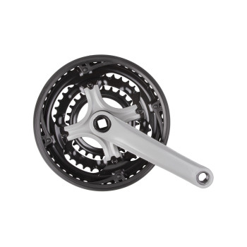 MTB acél hajtómű 170 mm 28/38/48T láncvédővel fekete/ezüst