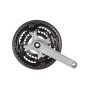 MTB acél hajtómű 170 mm 28/38/48T láncvédővel fekete/ezüst