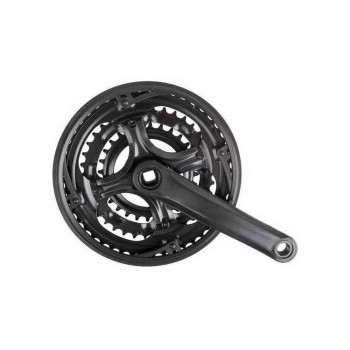 MTB acél hajtómű 170 mm 28/38/48T láncvédővel fekete