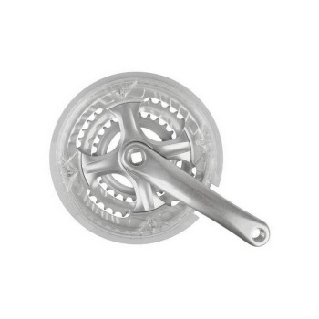 MTB alumínium hajtómű 170 mm 28/38/48T láncvédővel ezüst