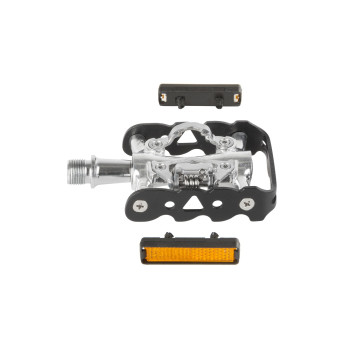 Pedál 9/16" spd & mtb alu m-wave peasy - crmo tengely ezüst / fekete