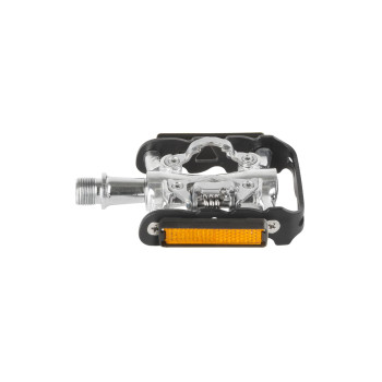 Pedál 9/16" spd & mtb alu m-wave peasy - crmo tengely ezüst / fekete