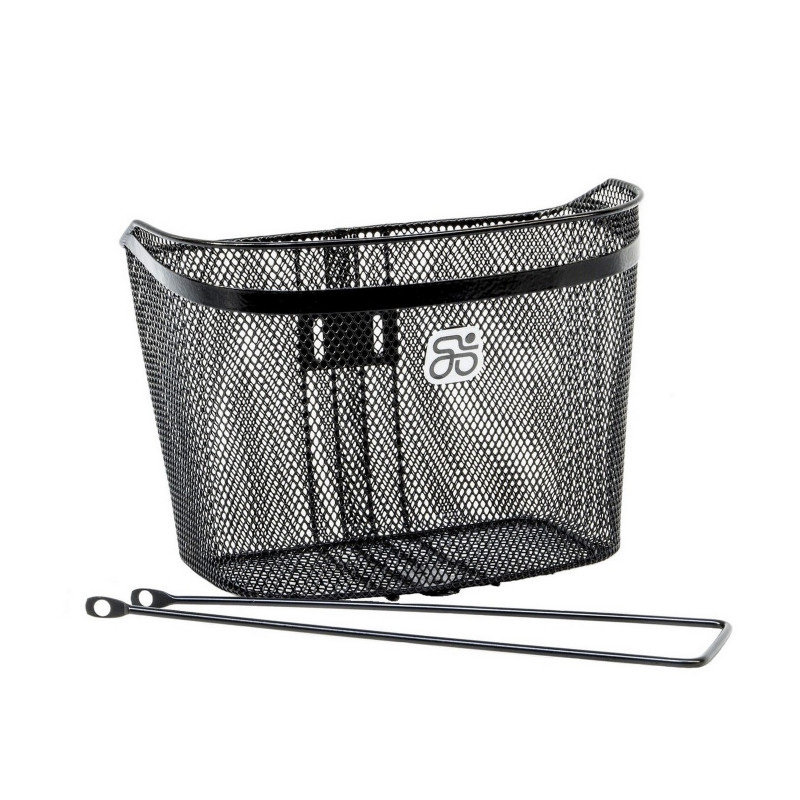 Kosár első acél sűrűszövésű csepel logós - 35x25x24 cm + tartozék fekete (20db/doboz)