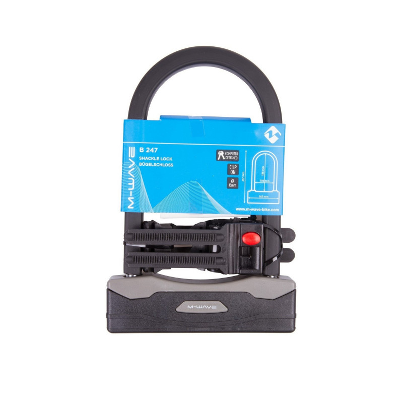 Zár u-lakat kulcsos tartóval 15 x 165 x 247 mm - m-wave b247 fekete