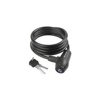 Zár spirál kulcsos 8 x 1500 mm szilikonos - m-wave fekete