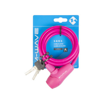 Zár spirál kulcsos 8 x 1500 mm szilikonos - m-wave pink