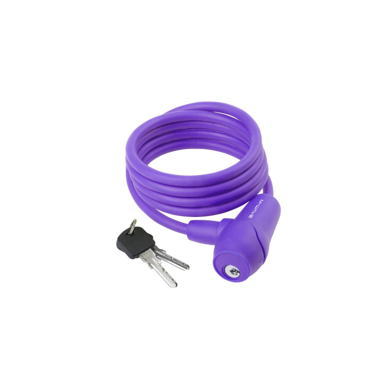 Zár spirál kulcsos 8 x 1500 mm szilikonos - m-wave lila