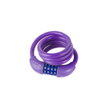 Zár spirál számkombinációs 12 x 1000 mm szilikonos - m-wave lila