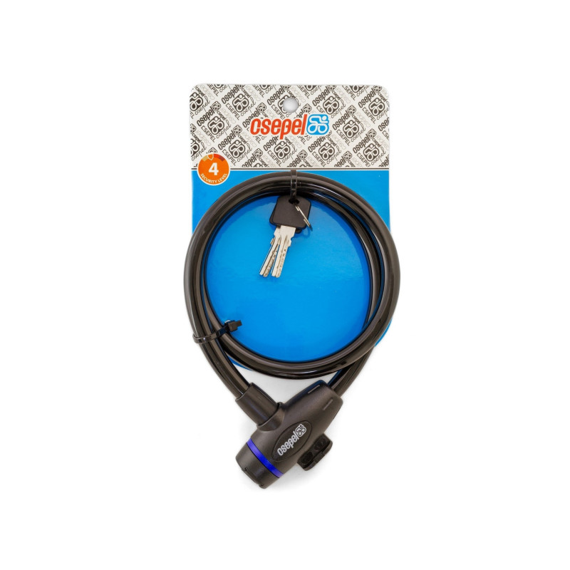 Zár spirál kulcsos 12 x  800 mm - csepel fekete (15db/doboz)