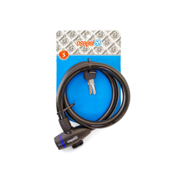 Zár spirál kulcsos 15 x  800 mm - csepel fekete (15db/doboz)