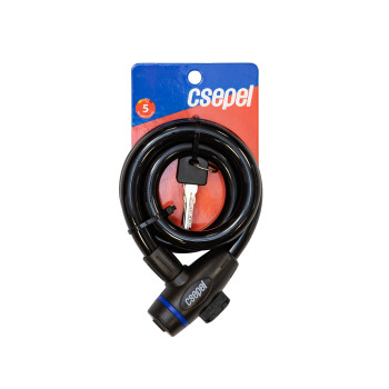 Zár kábel kulcsos 15 x  800 mm - csepel fekete (15db/doboz)
