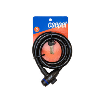 Zár kábel kulcsos 15 x 1500 mm - csepel fekete (12db/doboz)