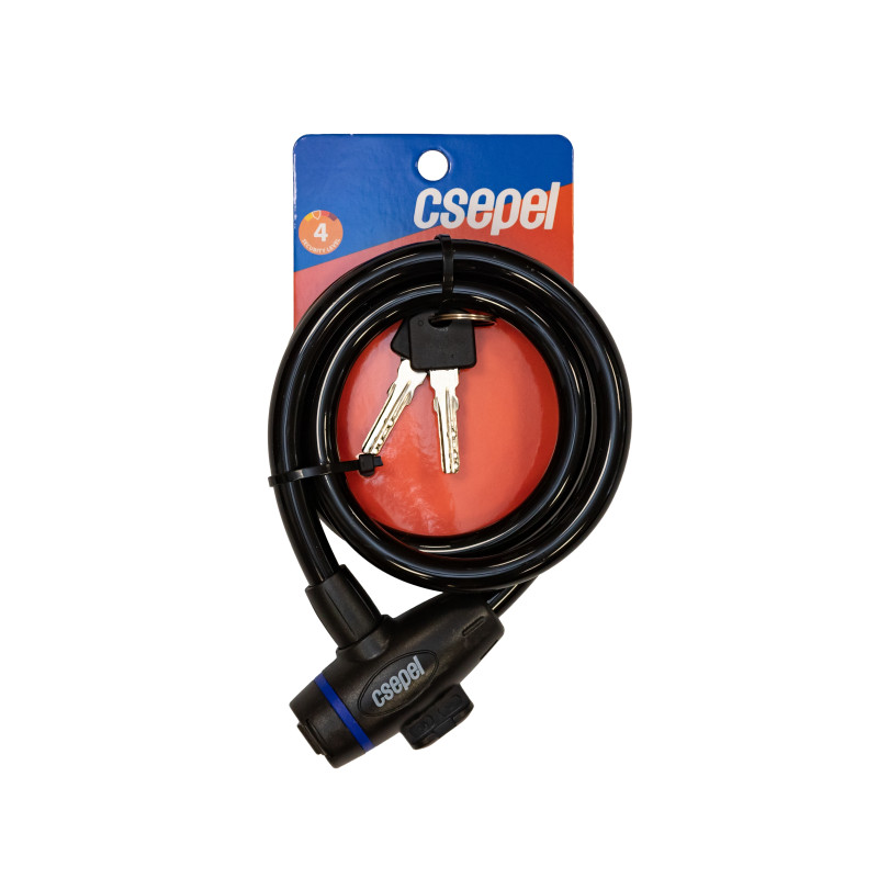 Zár kábel kulcsos 12 x 1000 mm - csepel fekete (15db/doboz)