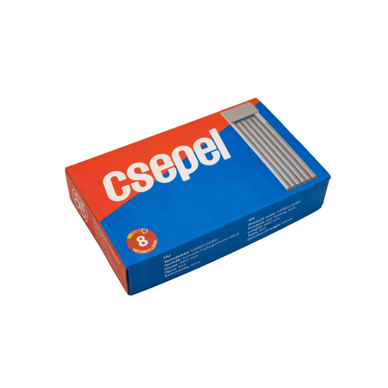 Zár hajtogatós kulcsos 680 mm tartóval - csepel fekete