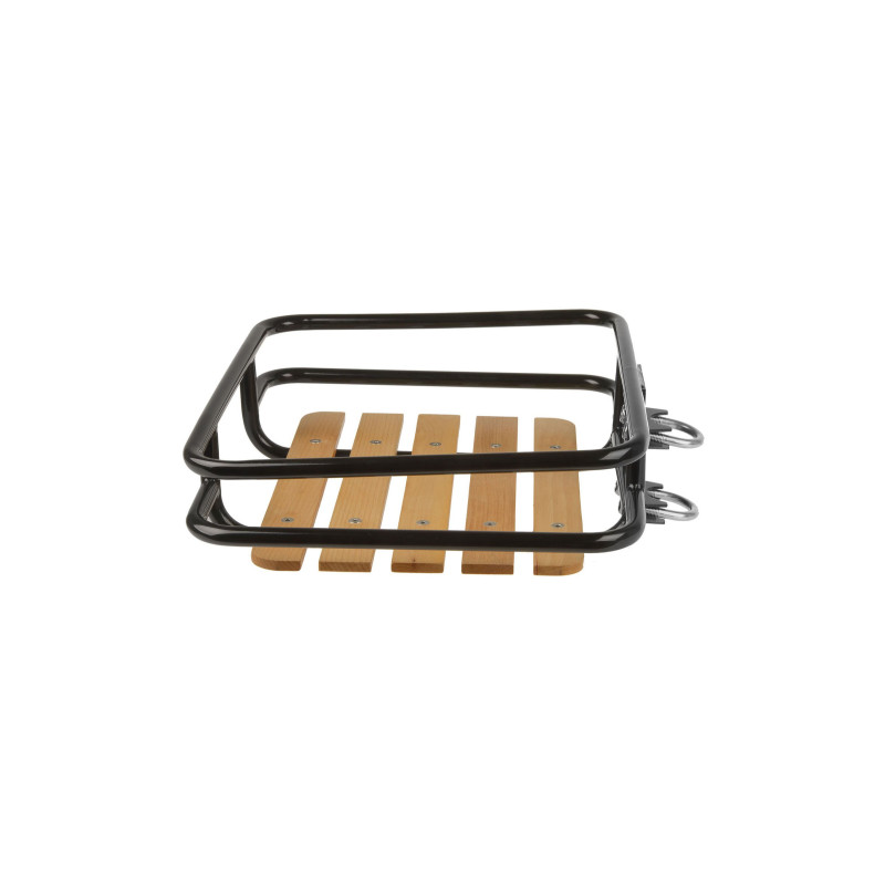 Csomagtartó első acél/fa ventura - 340x410 mm / max 18 kg fekete / barna