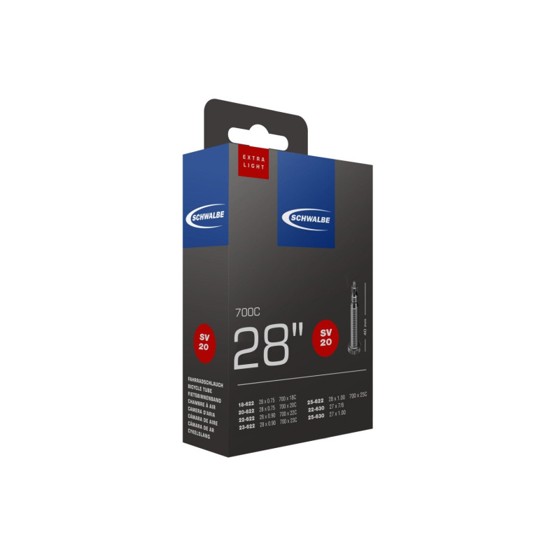 Schwalbe SV20 Extra Light belső gumi 700x18–25C (18/25-622/630) SV 40 mm dobozos