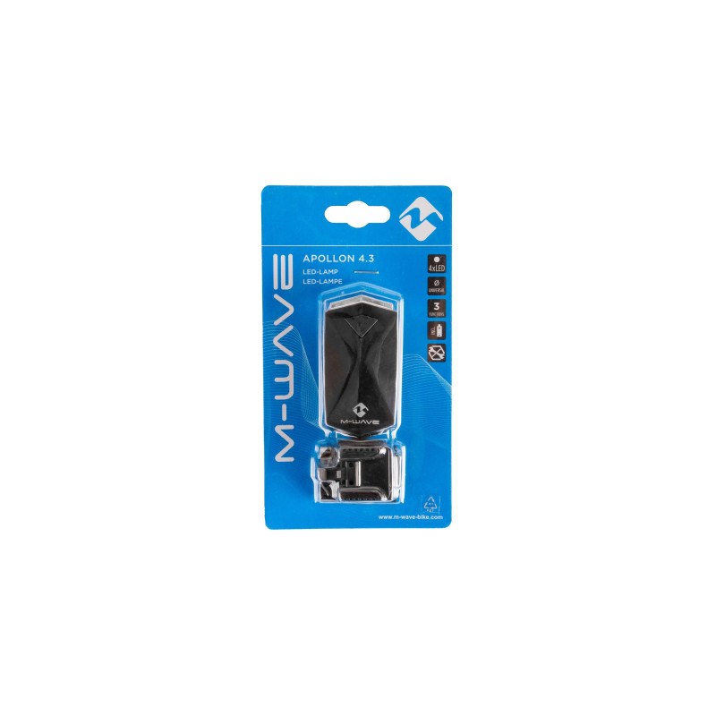 Lámpa első elemes 4 led m-wave apollon 4.3 (tartóval) fekete