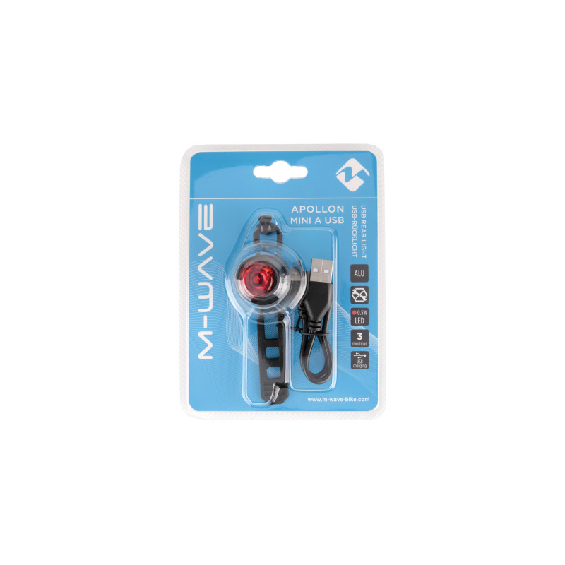 Villogó hátsó akkus 0.5w led m-wave apollon mini a usb fekete