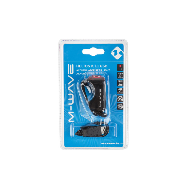 Lámpa hátsó akkus 1 led m-wave helios k1.1 usb (szilikonos) fekete