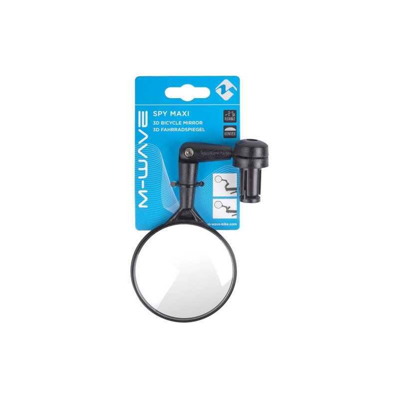 Tükör kormányvégdugós m-wave spy maxi 3d (76 mm) fekete