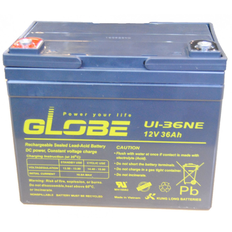 Globe 36Ah AGM Akkumulátor Bal+ U1