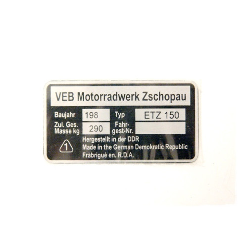 Típustábla  MZ ETZ-150