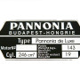 Típustábla /DELUXE/ PANNÓNIA P10