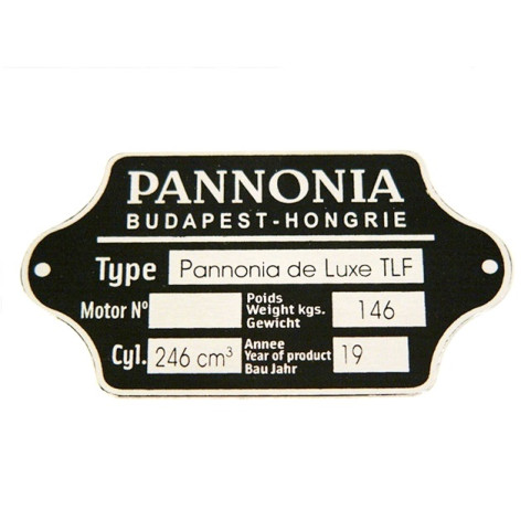 Típustábla PANNÓNIA TLF-250