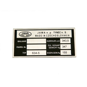 Típustábla JAWA 634-350