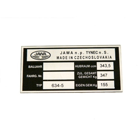 Típustábla JAWA 634-350