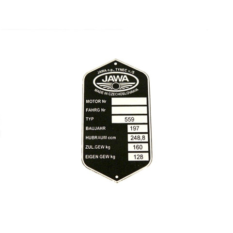 Típustábla JAWA 559 PANELKA-250
