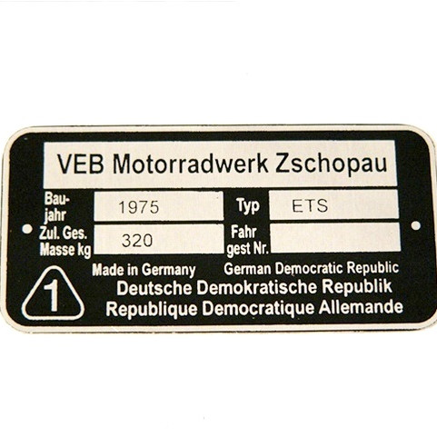 Típustábla MZ ETS TROPHY SPORT-250