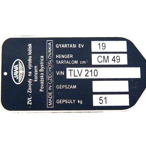 Típustábla BABETTA 210
