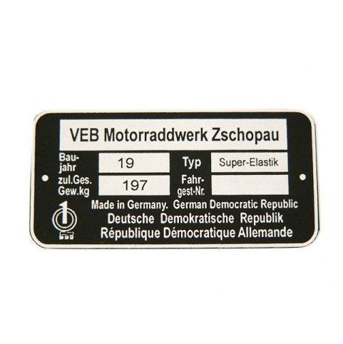 Típustábla MZ ETZ-SUPER-ELASTIK