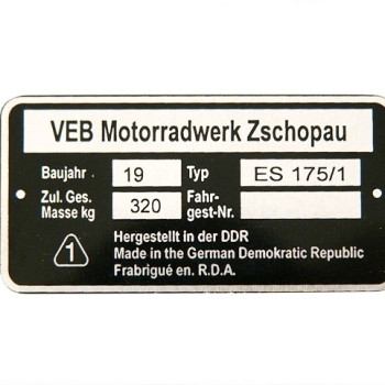 Típustábla MZ ES TROPHY-175 /1/