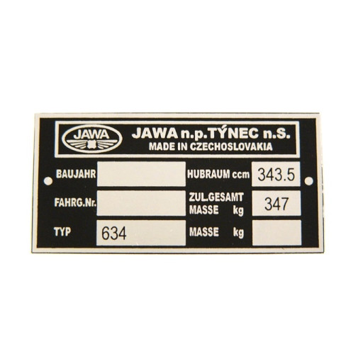 Típustábla JAWA 634-350