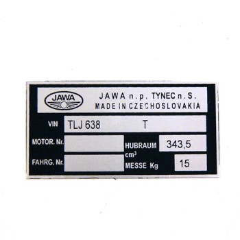 Típustábla JAWA 638-350