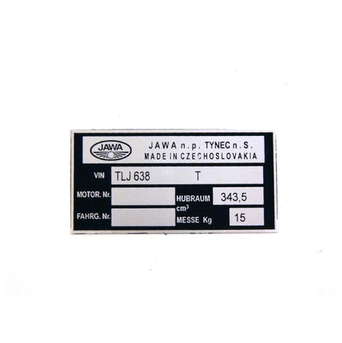 Típustábla JAWA 638-350