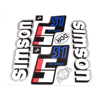 Matrica készlet 12V fehér-ezüst-kék SIMSON S51